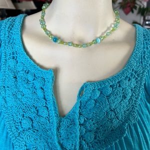 Vintage Aqua & Green Choker Necklace
